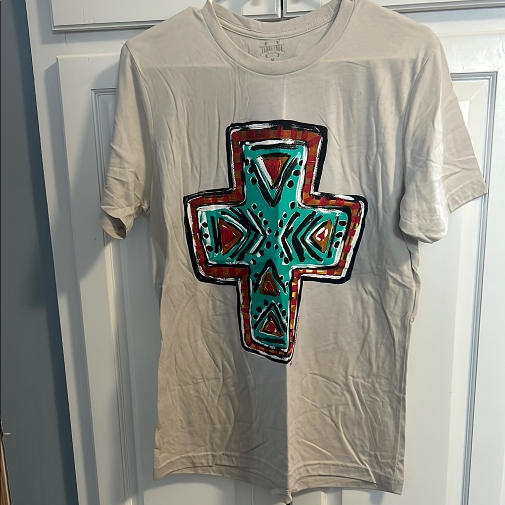 Graphic Tee with Colorful Cross Design